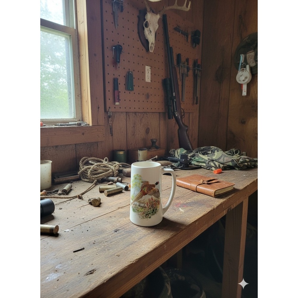VTG  Pottery Steins Coffee Mug Ducks Pheasants Bird Hunting